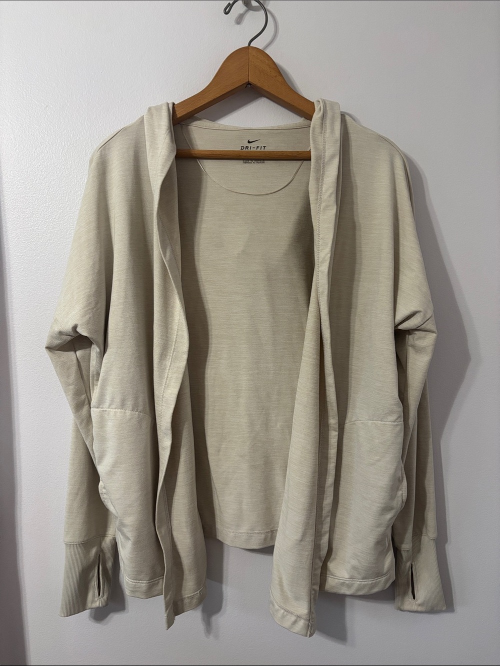 Nike Dri-Fit Light Beige/Cream Hooded Sweatshirt - Open Front